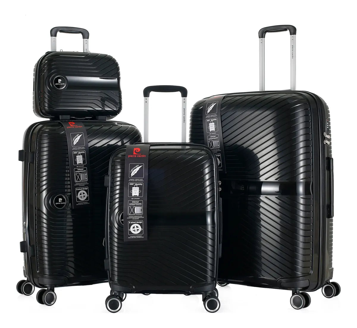 Set De 4 Valijas Rigidas Pierre Cardin Giro 360 Beauty + Tsa
