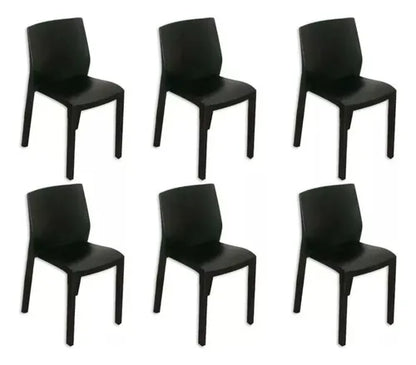 Combo 6 Sillas Paris Negro Mascardi Plastico Exterior